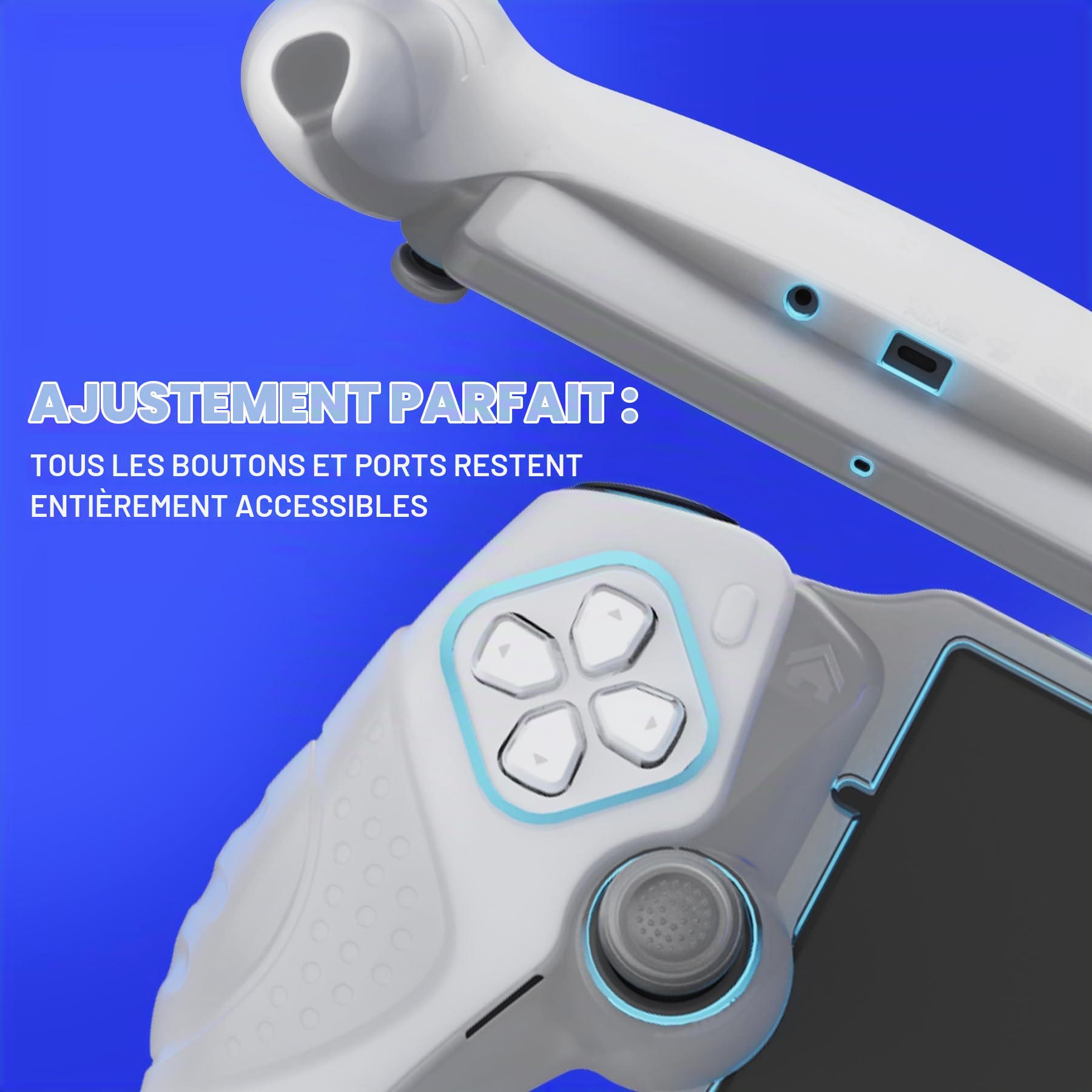 PlayVital Coque Protection pour PS Portal Accessoire avec Capuchon Joystick,Étui Housse Silicone pour PS Portal Remote Player Grip Cover Anti-Choc/Antidérapants-Blanc Transparent,Édition Guardian
