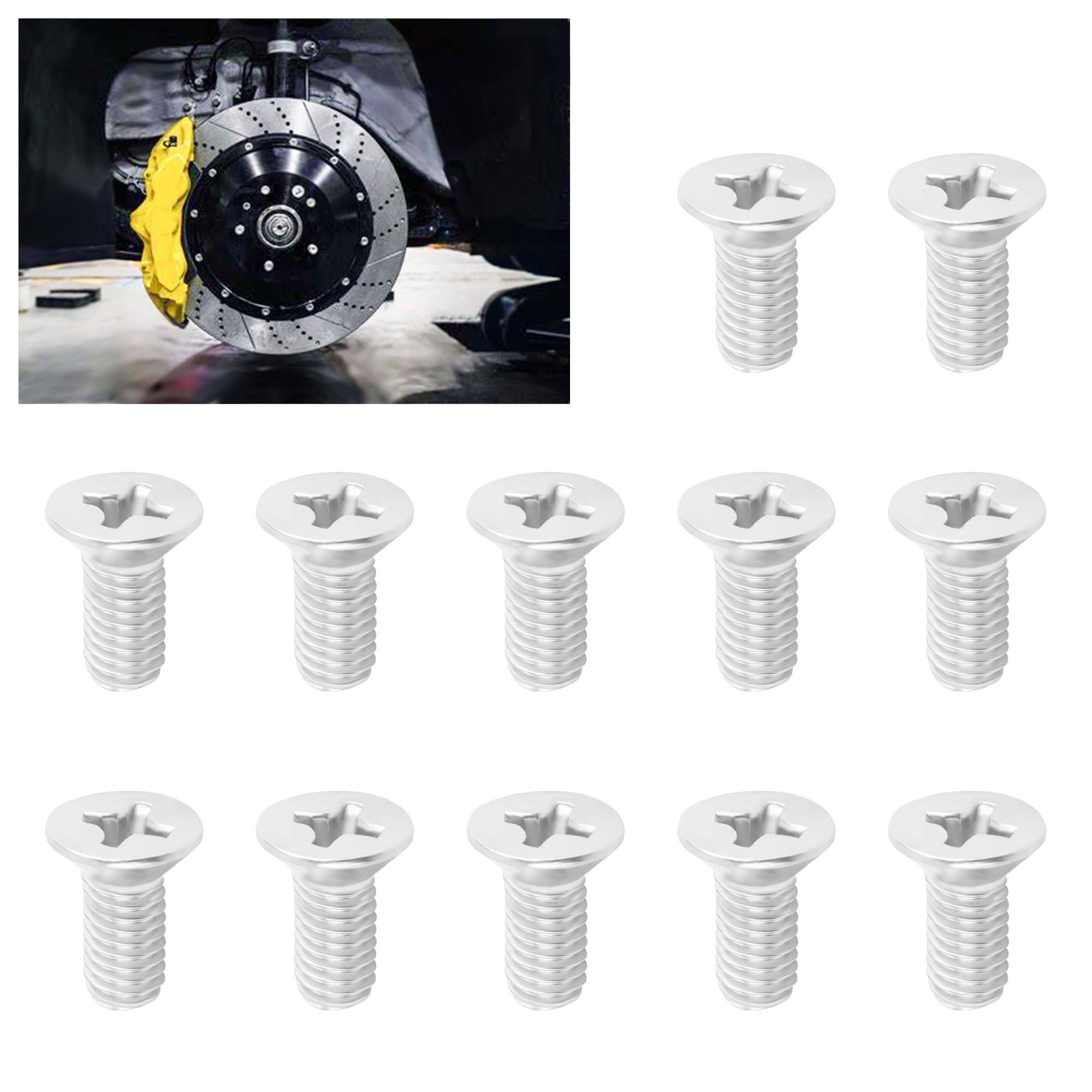 Stacool 12PCS Brake Disc Rotor Screws Kit for Front Rotors and Brake Pads,Stainless Steel Screws for Brake System,OEM#936-000-601-40-H Compatible with Honda Accord Civic Acura CL (12PCS)