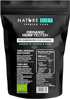Nature Diet - Proteine di canapa biologiche 1000g | Vegano | Proteine in polvere | A base vegetale