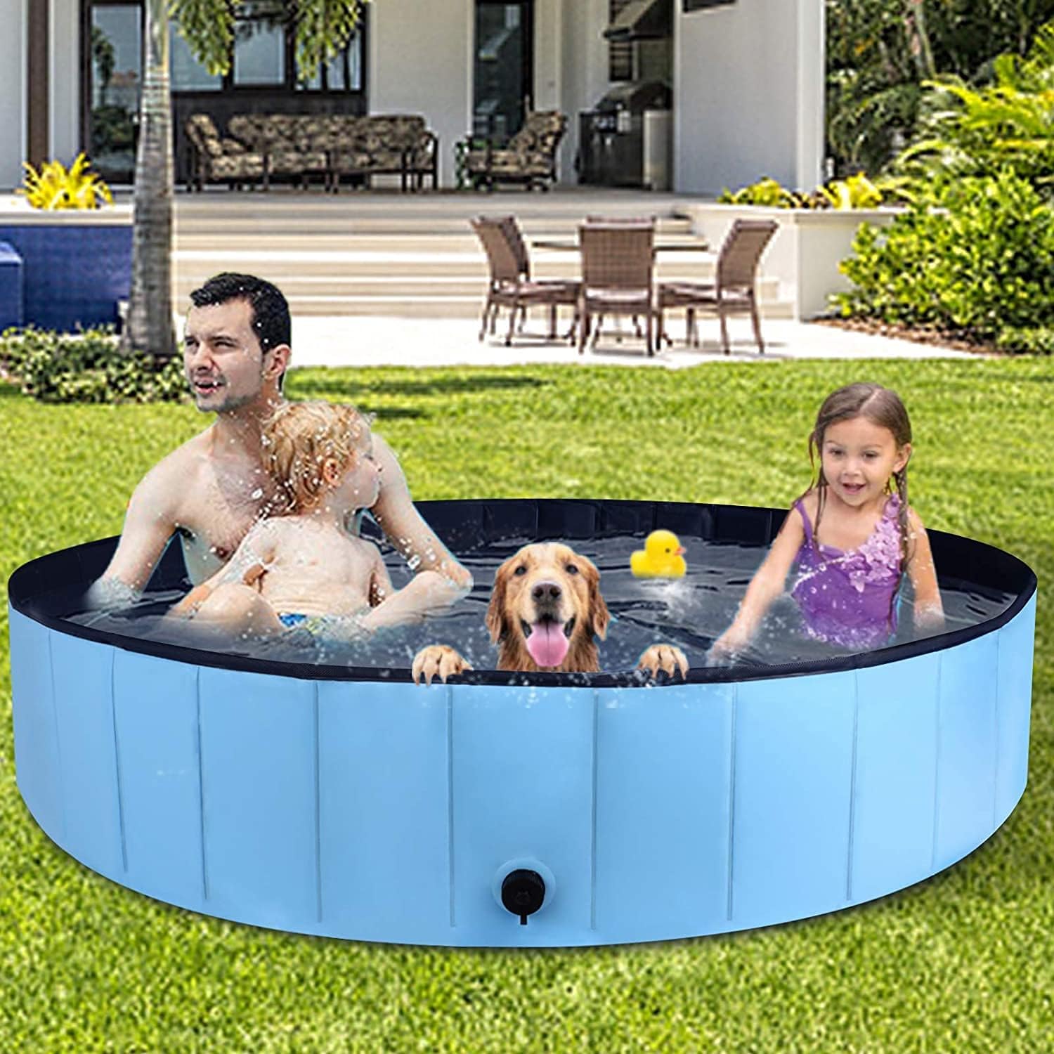 Amazon Co Jp ペット用プール 犬 猫用浴槽 家庭用プール ール 庭 プール 室内プール 水遊び 大型ビニールプール 犬猫お風呂用 屋外用水あそび 折り畳め式 子供用プール ポータブルバスグッズ 空気入れ不要 猛暑対策 排水簡単 1x30cm ブルー おもちゃ