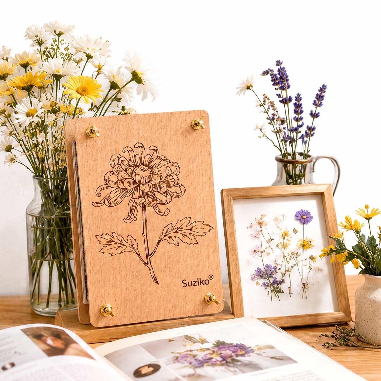 Suziko Großes Blumenpressen-Set - Blumen- und Pflanzenkonservierungs-Set, Maße 27.5x17.5 cm, Kunst und Handwerk für Erwachsene & Kinder, Blattpresse & Blumenpresse - Tolles Geschenk für Liebhaber