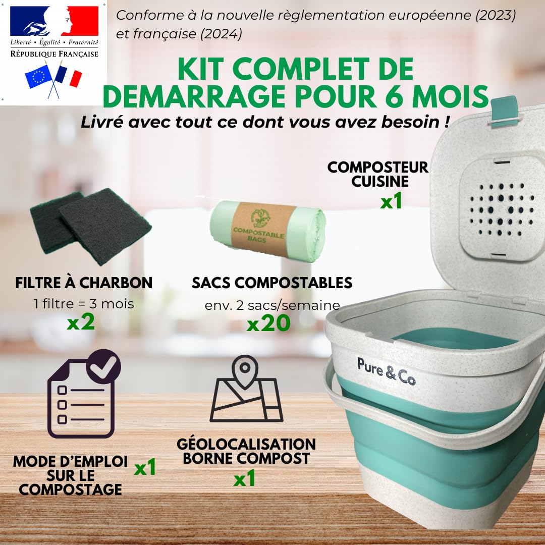 FINESSY Secchio Per Compost Da Cucina 5L In Acciaio Inox – Contenitore Sottolavello Con Filtri Al Carbone
