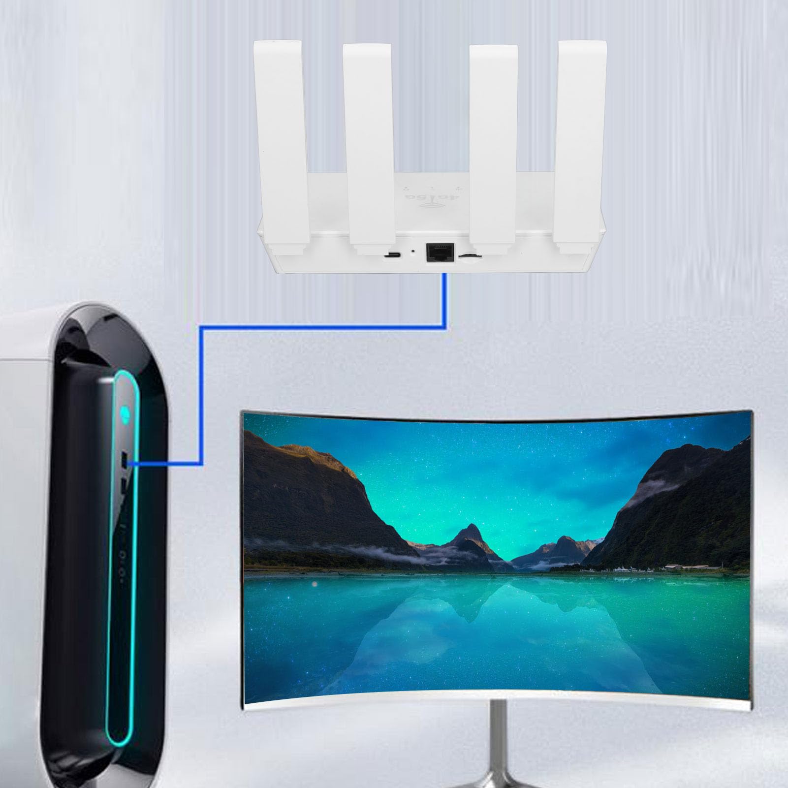 VBESTLIFE Router Wi-Fi CPE 4G LTE, 4 Anteny o Dużym Wzmocnieniu Mobilny Hotspot Bezprzewodowy Router Internetowy Przenośny Modem z Gniazdem Karty SIM dla Europy, Azji (wtyczka UE)
