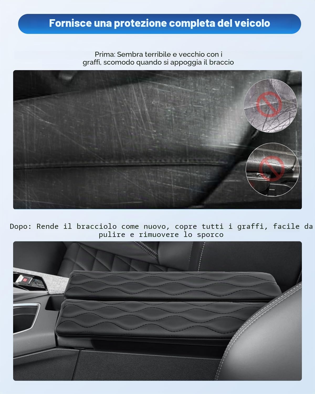 CDEFG Compatibile con Peugeot 3008 5008 E-3008/E-5008 2024 2025 Bracciolo Centrale Copertura per Console Centrale Similpelle Braccioli Cover Auto E3008 GT Line Accessori (Spugna ispessita)