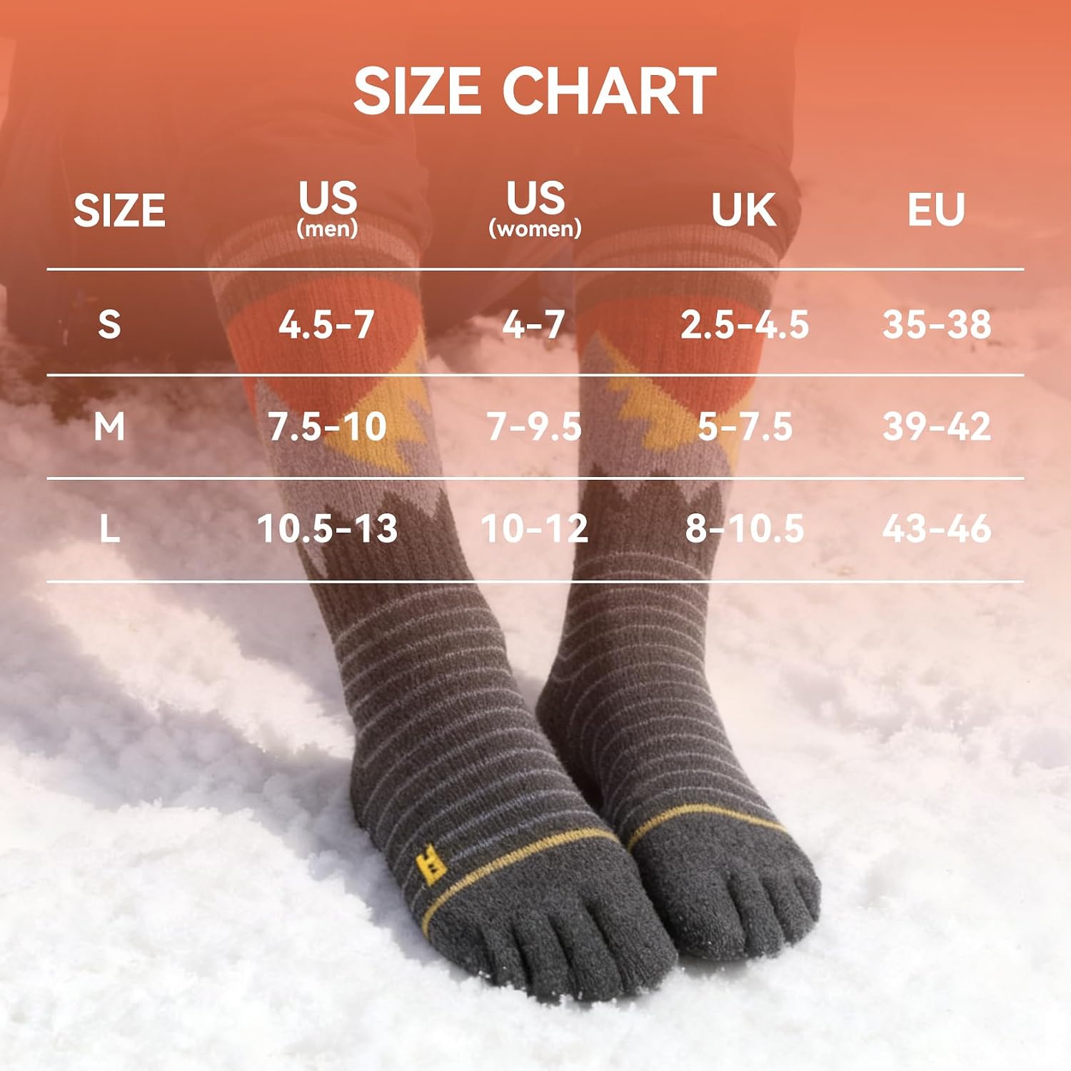 Merino Wool Toe Socks For Men And Women Hiking Crew Socks Moisture Wicking Five Toe Design,2 Pairs