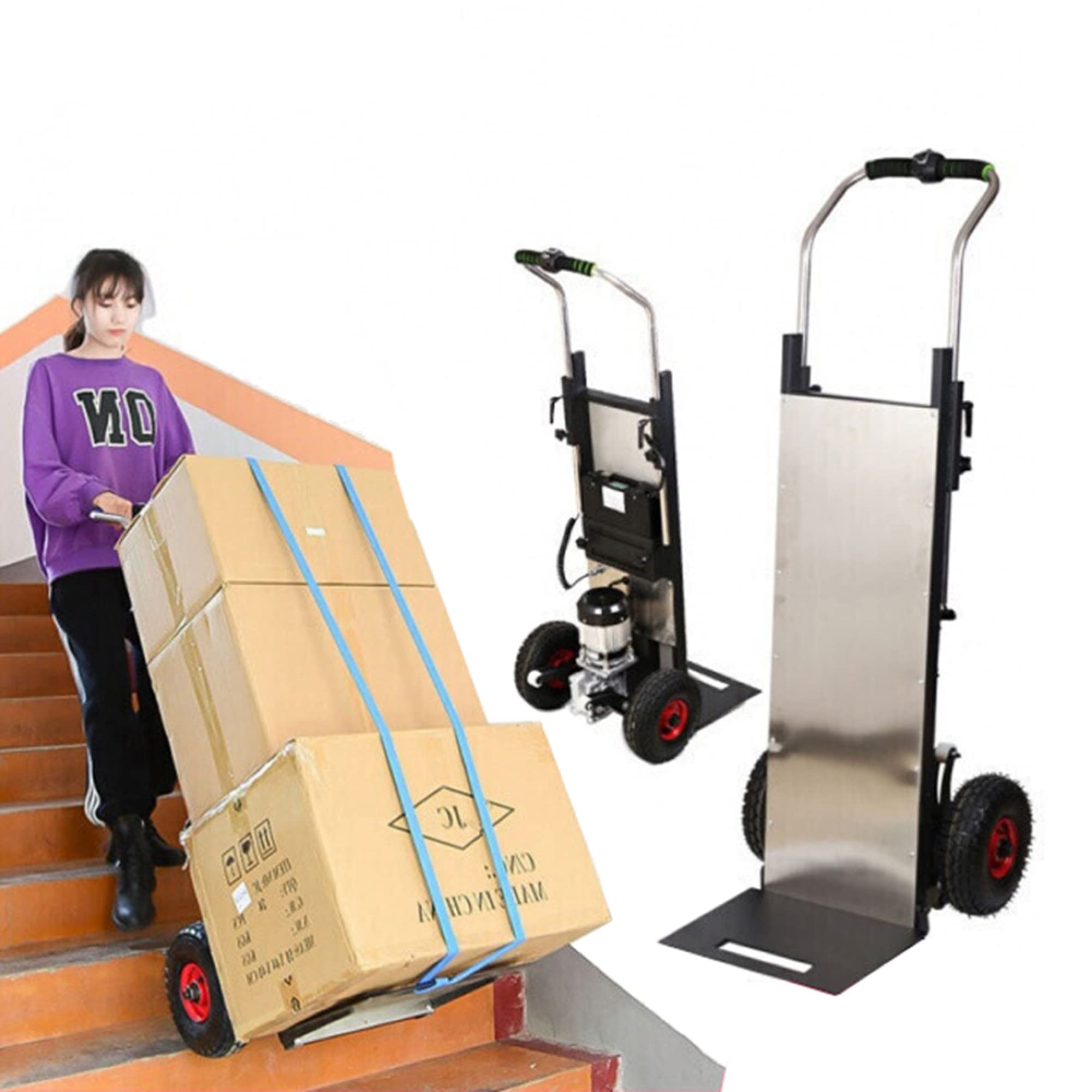 FAXIOAWA Carrello per Scale Elettrico 350kg/770lbs Carrello per Scale su e Giù Pesante Scala Facile da Salire -1000w 30ah 48v Batteria al Litio