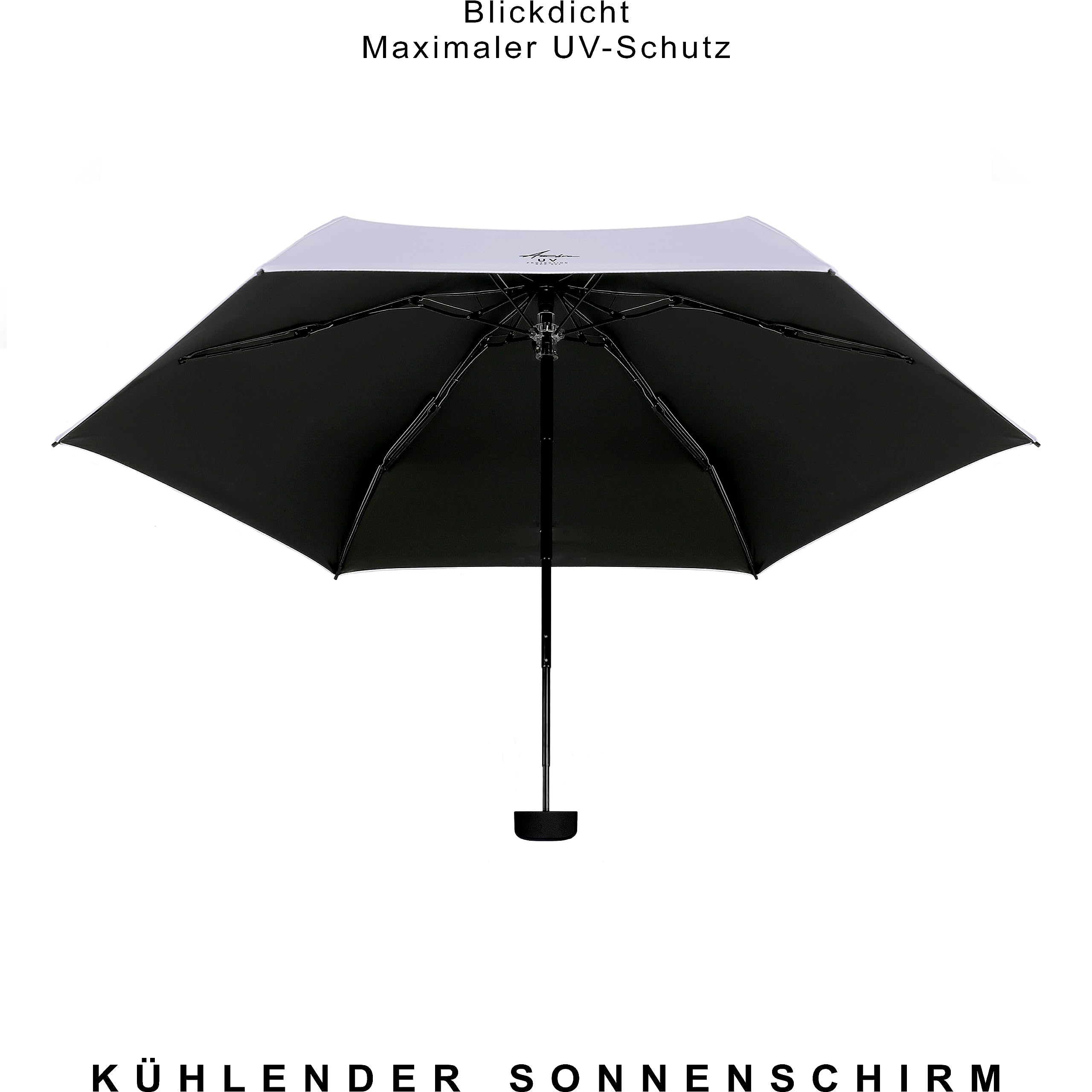 AMBRA Sturmfester Mini Reise-Regenschirm mit UV-Schutz Ergonomischer Griff Korrosionsgeschützt Windkanal-getestet