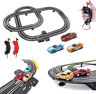 GINCHO High Speed Series Tram Dual Track Set, 4.1m Electric Track with 3 Vehicles Slot car Racing, Comes with 2 Hand Controls and Track Parts and a Lap Counterï¼ŒToys Gifts for 8 9 10 11 12 Boys Girls