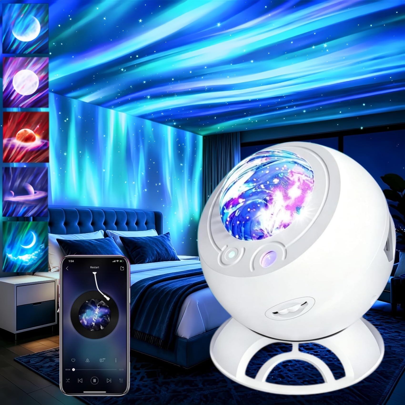 Aurora Star Galaxy Night Lights Projector for Bedroom,Gifts for Girl&amp;Boy
