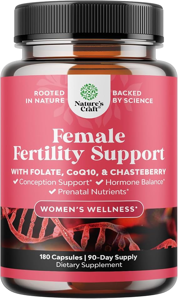 Female Fertility Supplement With Prenatal Multivitamins - Fertility Support With Prenatal Choline Inositol Folate Chasteberry And CoQ10 Fertility Blend For Women To Promote Conception - 180 Count
