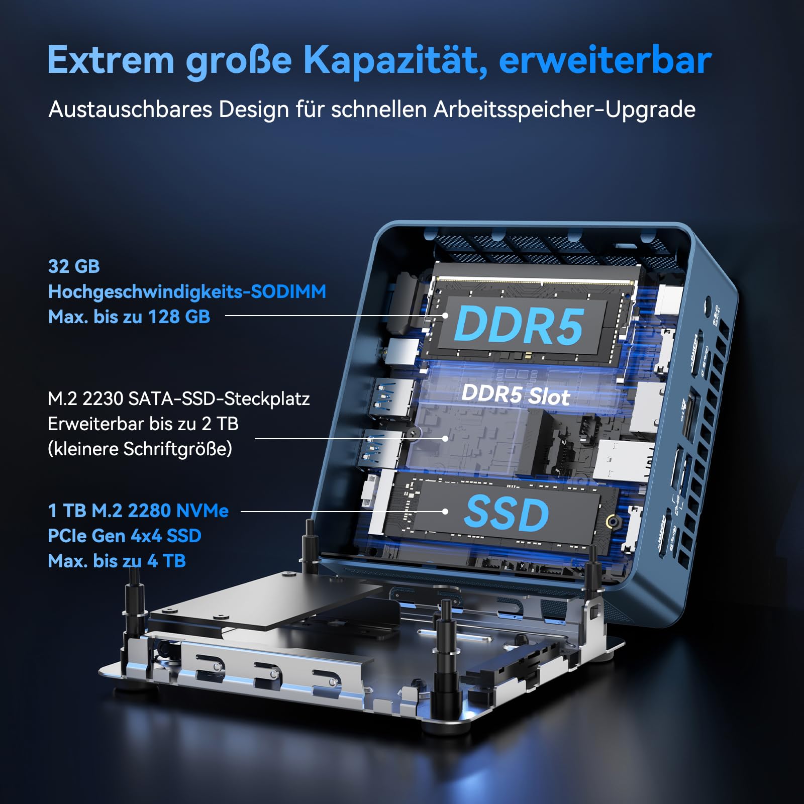 GEEKOM Mini PC IT13, Intel Core Ultra 7 356H, 32GB DDR5 & 1TB SSD | Xe3 Grafikarchitektur, Wi-Fi 7, 4K 120Hz/8K, 6× USB, Windows 11 Pro, 3 Jahre Garantie – für Business & Content Creation