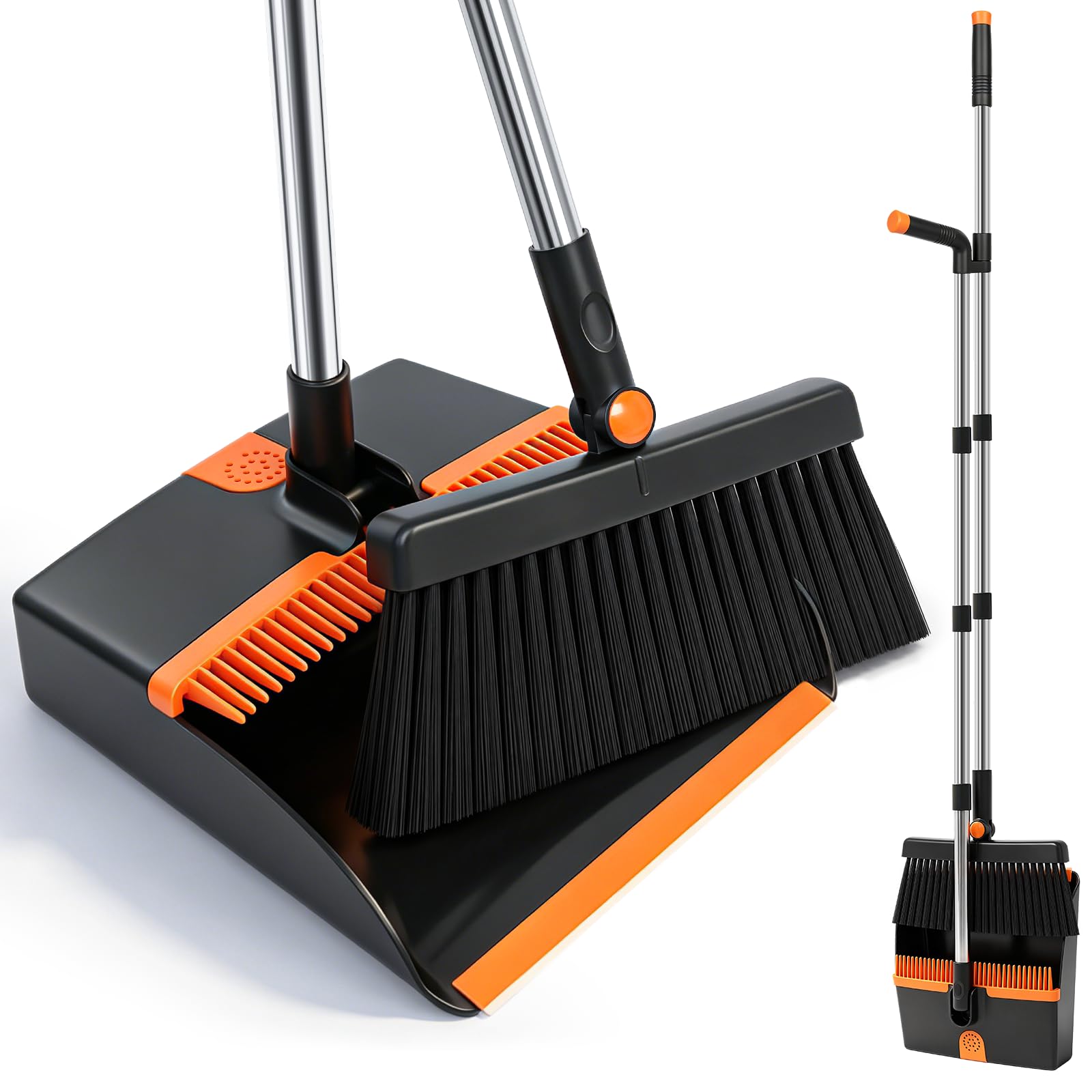 Newthinking Long Handled Dustpan and Brush Set, Adjust Broom and Dustpan