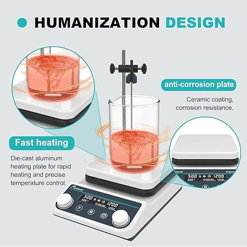 Miniatura 7 de JOANLAB Agitador magnético Placa caliente 8L Capacidad 6.3 pulgadas, mezclador de placa caliente de laboratorio digital de 590.0 F590 con