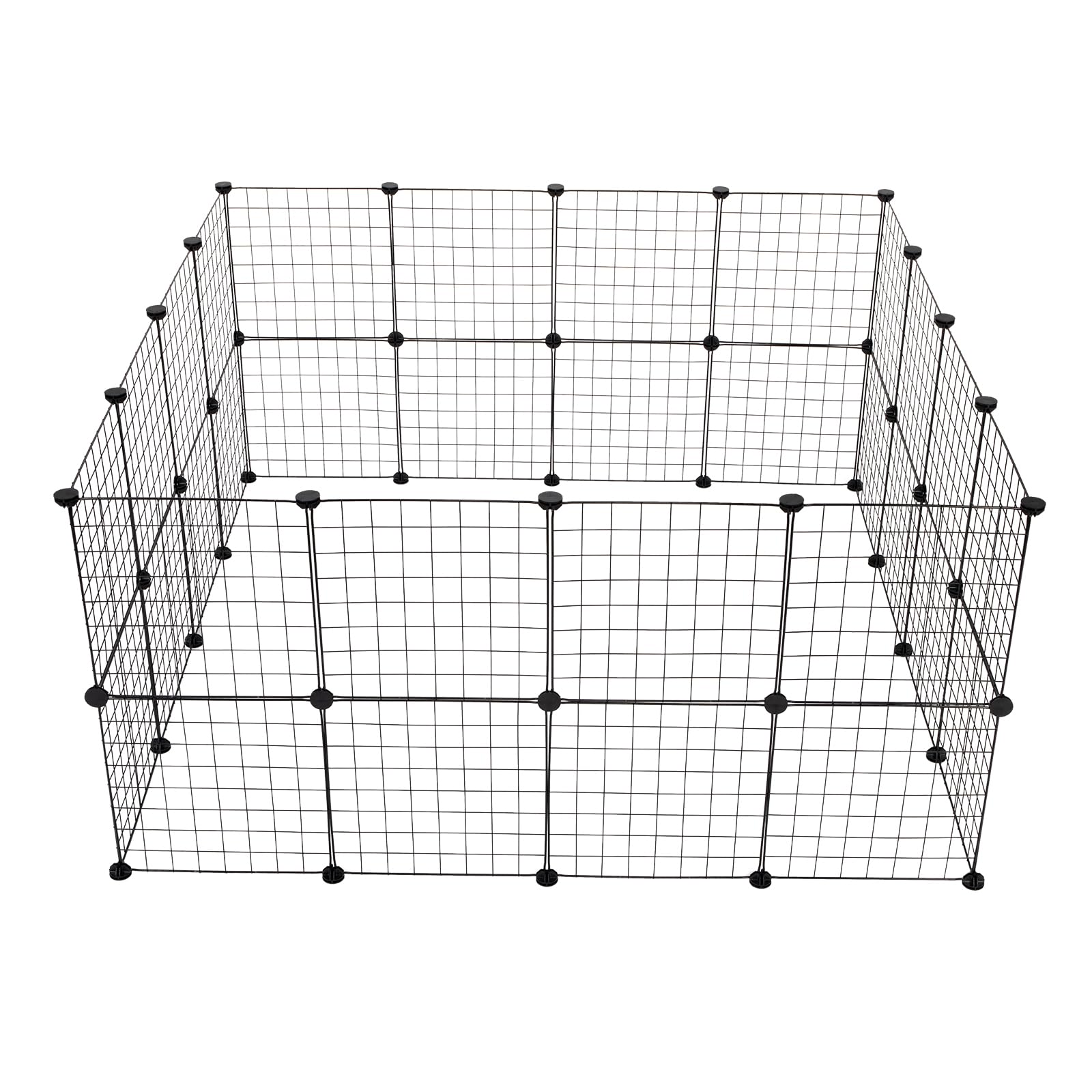 Parc Enclos, DIY Porte Petit Animal Pet Fence, Cage, Clôture, Intérieur, Modulable, pour Cochon d’Inde, Lapin, Hérisson, Petits Animaux, Panneaux Grillagés, 175 x 105 x 70 cm, 32 PCS, Noir