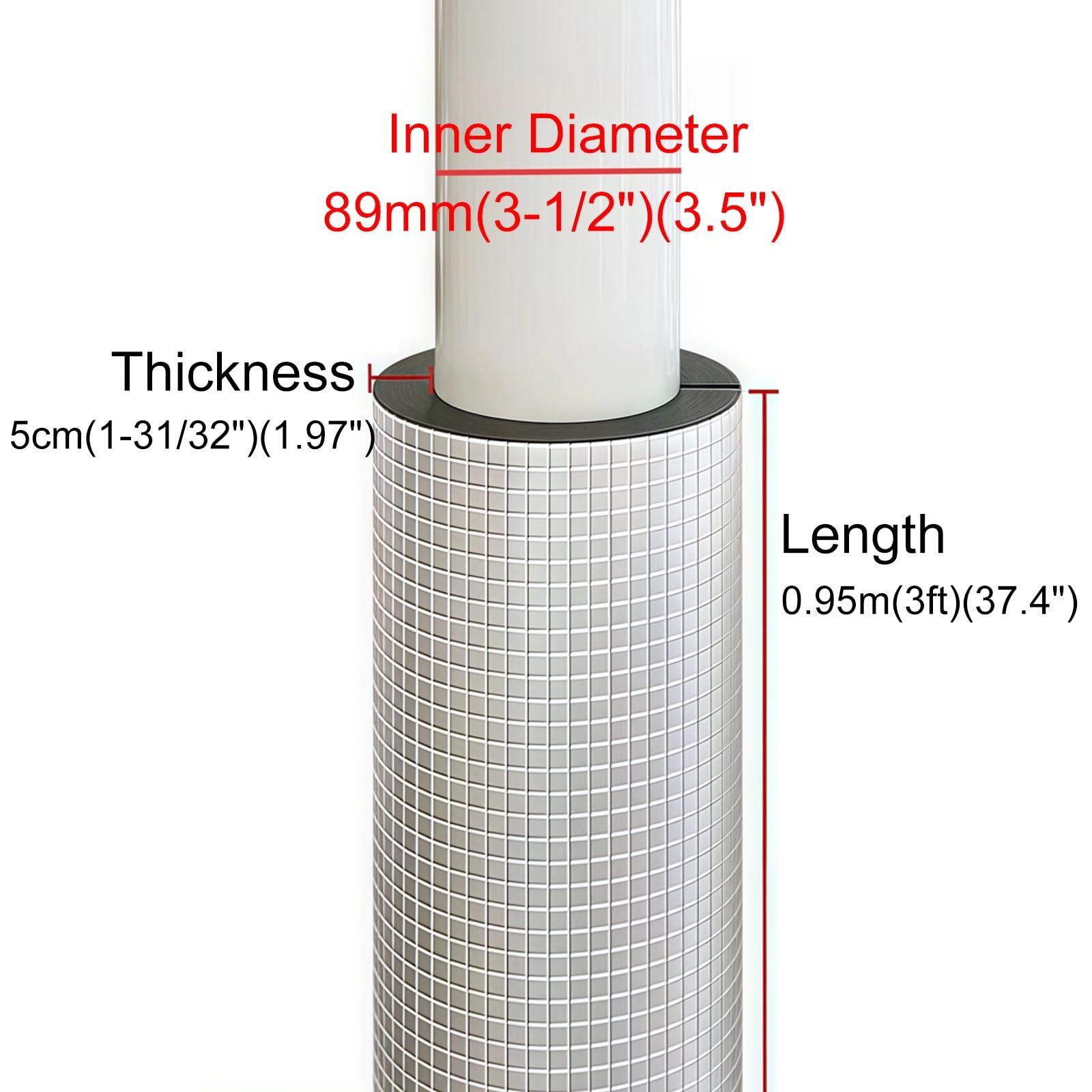 Tubo de Aislamiento de Tubería con Superficie de Papel de Aluminio, Tubo de Espuma Anticongelante, Aislamiento de Goma para Tuberías de Fontanería Interior y Exterior(89mm(3-1/2"))