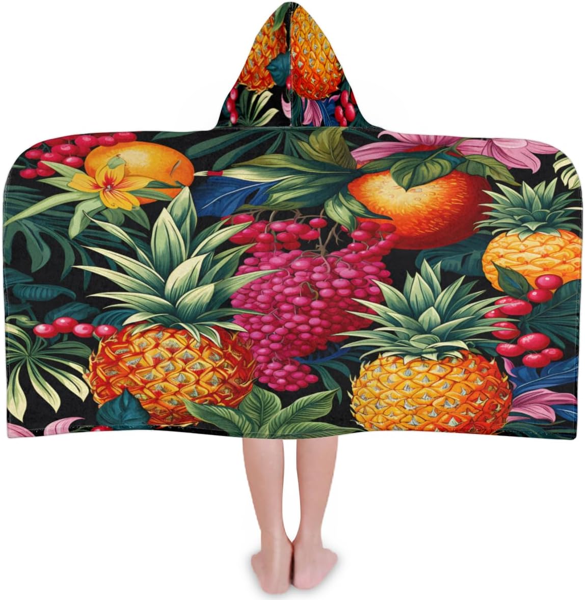 Pardick Kids Bath Towel Pineapple Grape Beach Towel with Hood Pool Cover Up for Girls Boys Soft Absorbent Hooded Bath Towel Toddler Towels for Beach, Pool