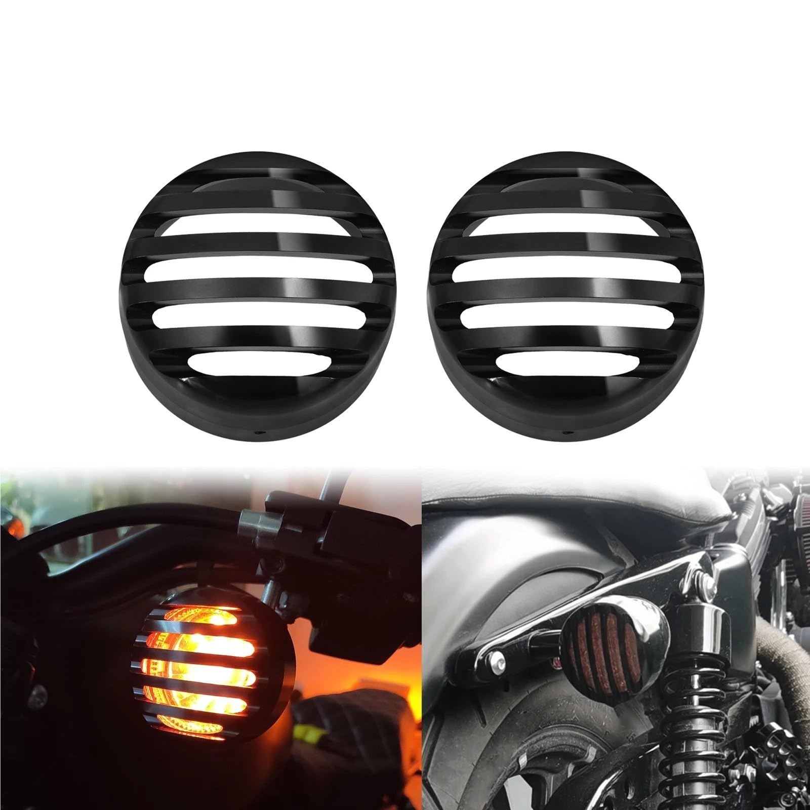 Osłona Reflektora Motocyklowego 2x Osłona kratki kierunkowskazów przednich i tylnych motocyklowych pasująca do Sportster 1992-2020(Rear Grill Cover)