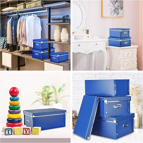 Miniatura 46 de SEEKIND Caja de almacenamiento con tapas y asas decorativas, 3 en 1, a prueba de humedad, plegable para ahorrar espacio, para ropa, cosméticos