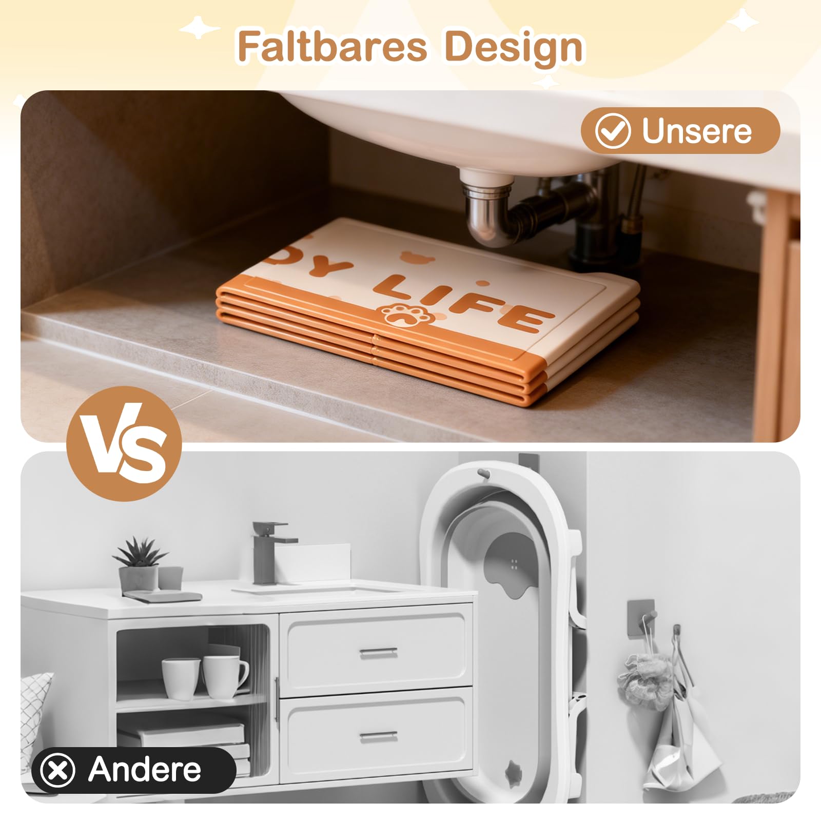 Babybadewanne faltbar, tragbare Babywanne 0-8 Jahre, Kinderplanschbecken & kleiner Kinderpool für Dusche und Badewanne, mit Ablassschraube, kompakt, leicht, platzsparend, reisefreundlich ideal