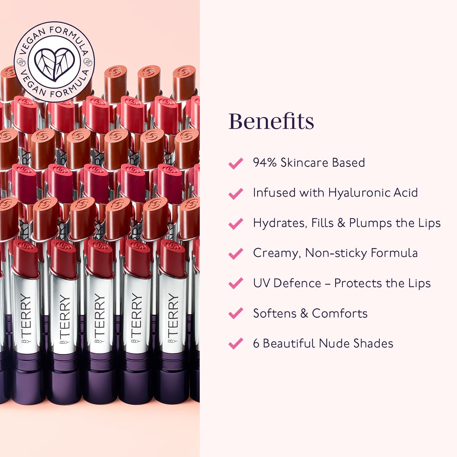 By Terry Hyaluronic Hydra-Balm Hydrating Lipstick, For Soft, Plump Lips, UV Defense, Add Color & Shine, Vegan, Dare to Bare - Image 3