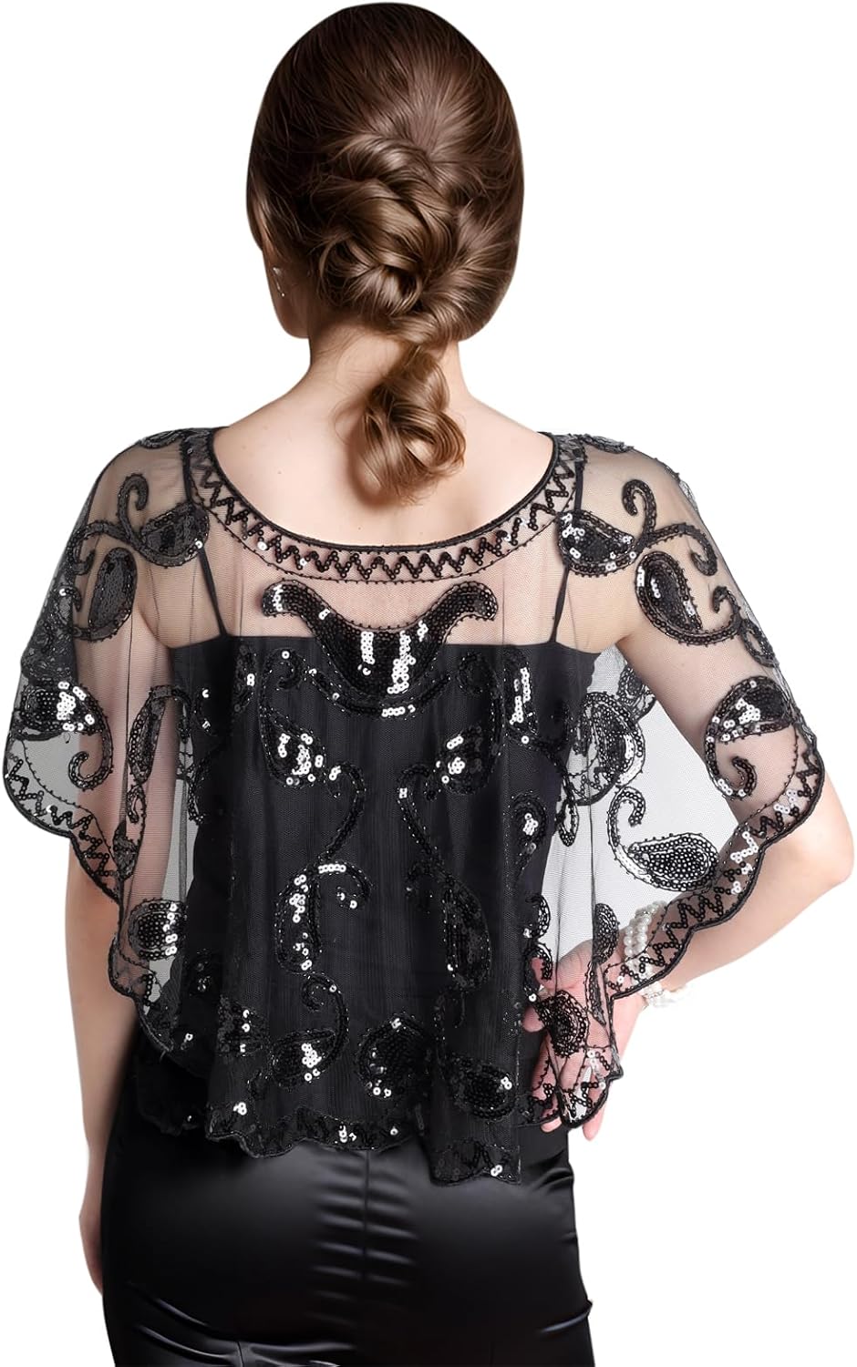 Fumwase 1920s Shawl Wraps Sequin Beaded Evening Women's Flapper Shawl Bridal Shawls Flapper - Image 5