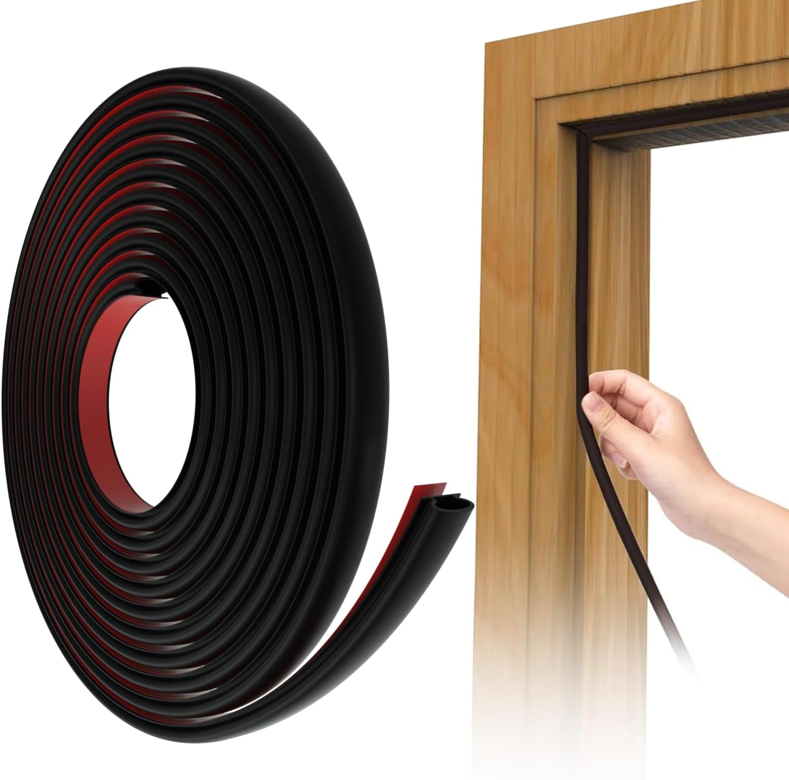 KAYLEINSTER 6M Black D-Shape Rubber Door Draught Excluder Strip | Self-Adhesive Weather Stripping for Doors & Windows | Seals 2.5-5.5mm Large Gaps | Waterproof Soundproof Door Seal