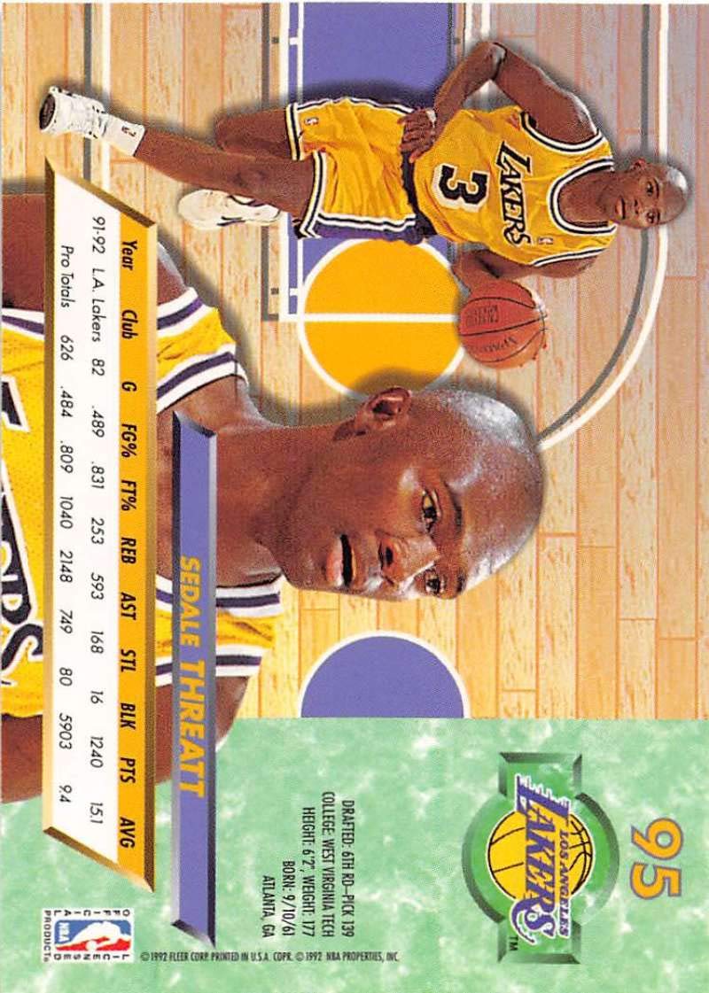 Amazon.com: 1992-93 Ultra Basketball #95 Sedale Threatt Los