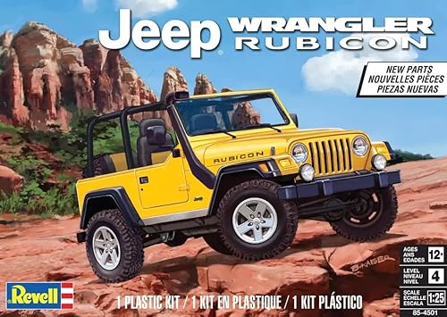 Miniatura 6 de Revell 85-4501 Jeep Wrangler Rubicon Model Car Kit 1:25 Escala 92 piezas Nivel de habilidad 4 Kit de construcción de modelos de plástico