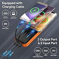 Vista 2 de AIMPIRE Banco de energía solar de 30000 mAh, banco de energía solar portátil inalámbrico de carga rápida, cargador de teléfono solar con 3 cables