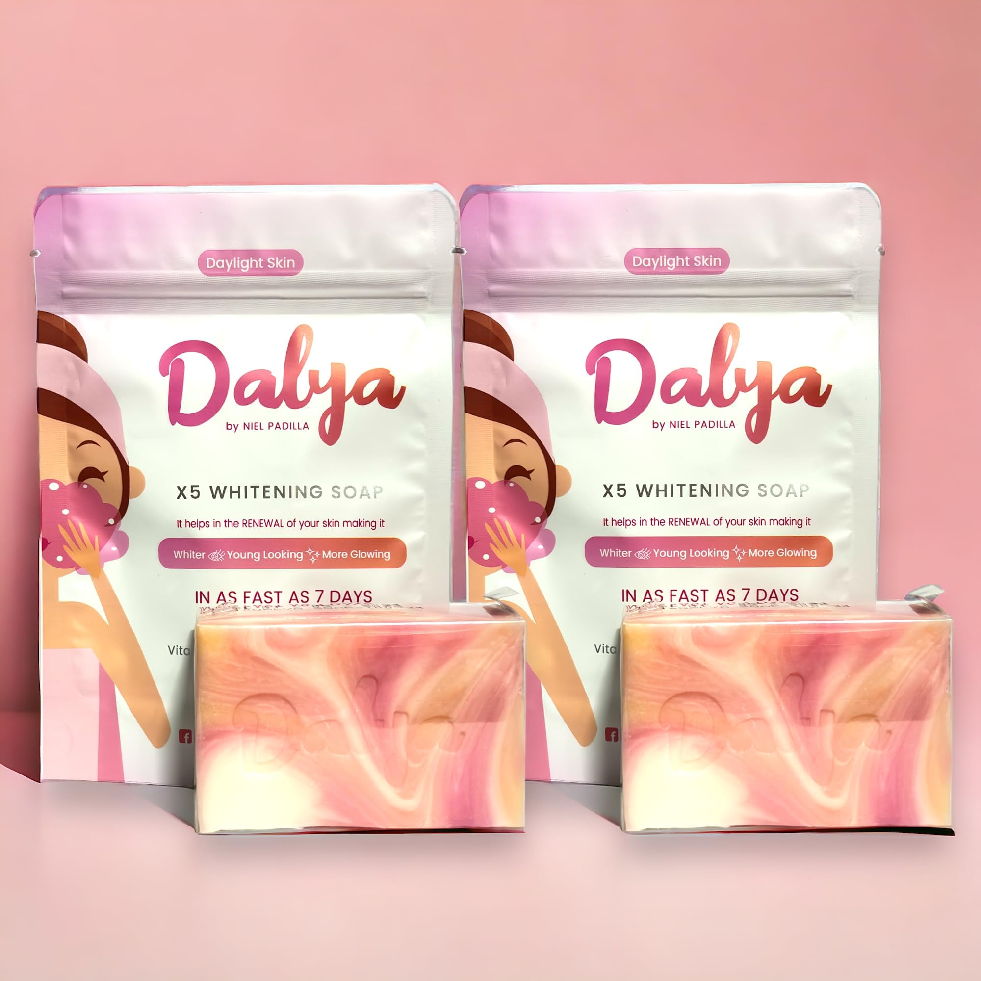 Dalya 5x Whitening Soap by Niel Padilla 135g: Contains Niacinamide, Snail Serum, Vitamin C, Glutathione and Kojic Acid for Acnes & Blemishes, Dark Spots & Dark Shades (Pack of 2)