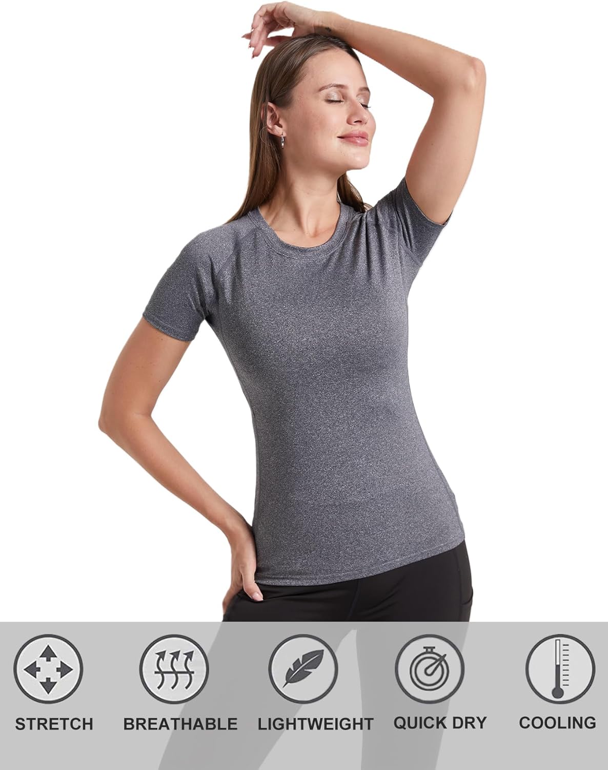 4 Pack Short Sleeve Compression Shirt Women Workout Athletic Baselayer Yoga Softball T-Shirts Cool Running Tops - Image 4