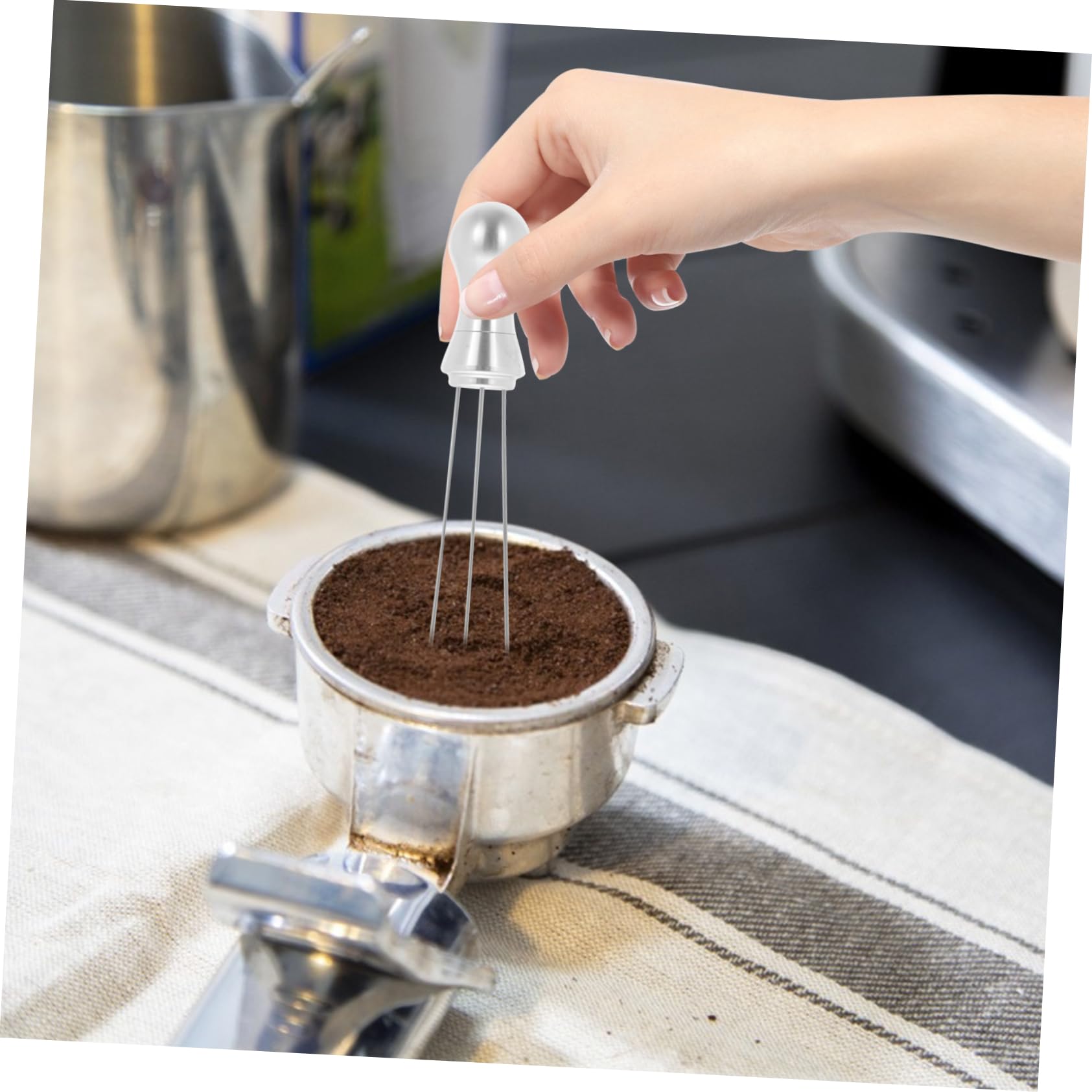 FUNOMOCYA 2pcs Espresso Stirring Tool Powder Stirrer Aluminum Alloy Stirrer Tamper Improve Extraction