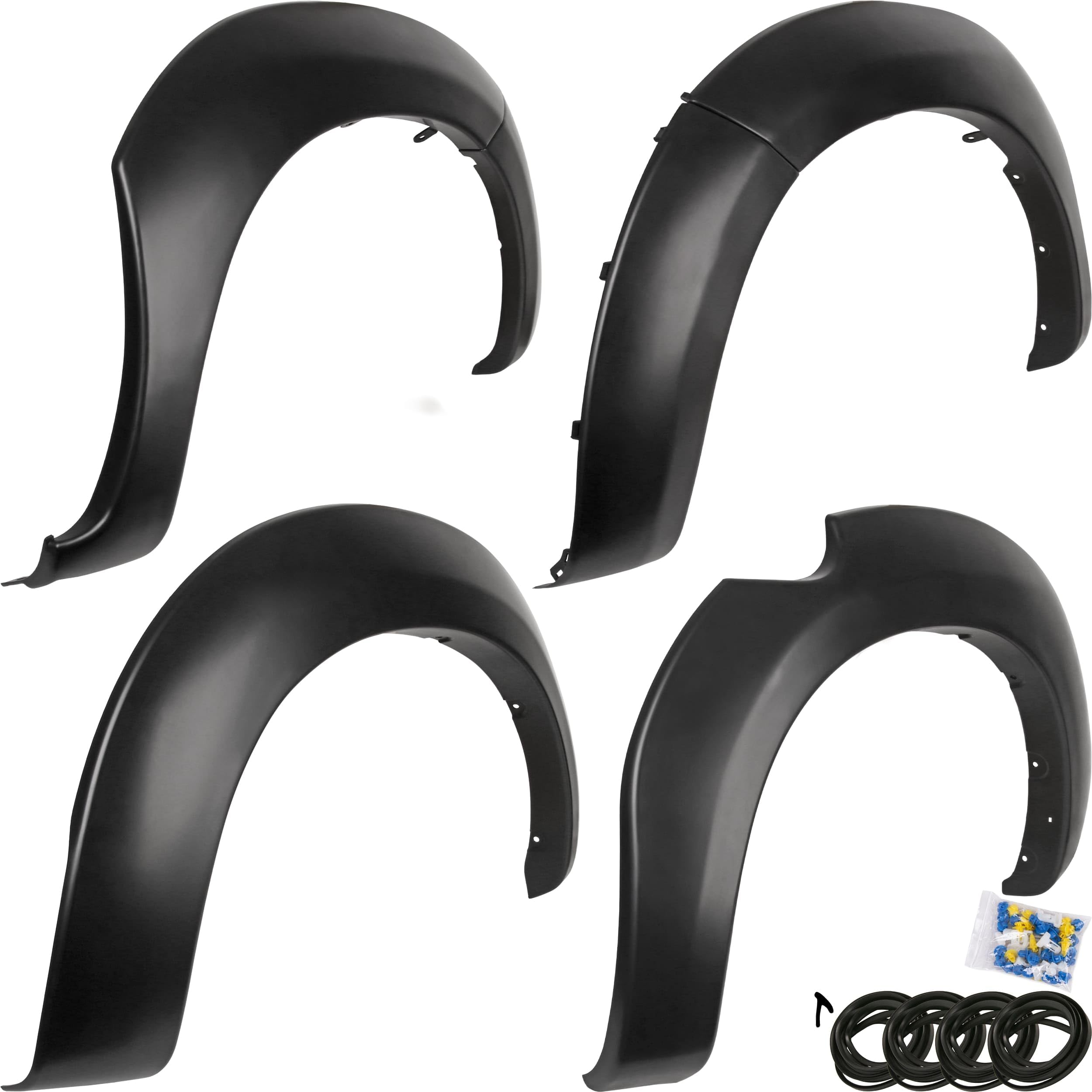 RECAMBO Radlaufverbreiterung Kotflügelverbreiterung passend für Toyota Hilux 7 Vigo | BJ 2005-2015 4-teiliges Set ABS - Radlaufleisten vorne hinten schwarz matt Karosserie Ersatzteil