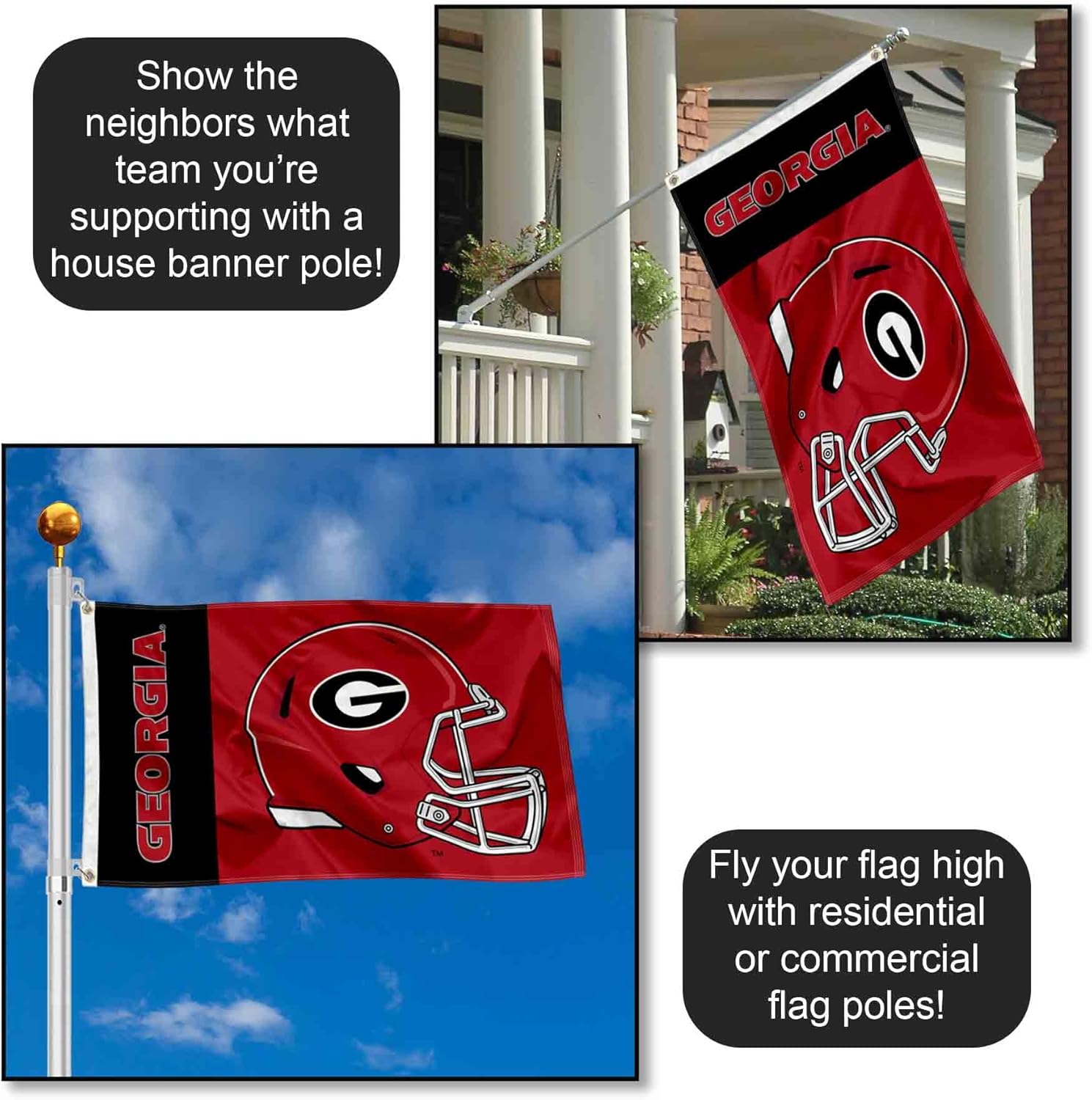 Georgia Bulldogs Football Helmet Flag