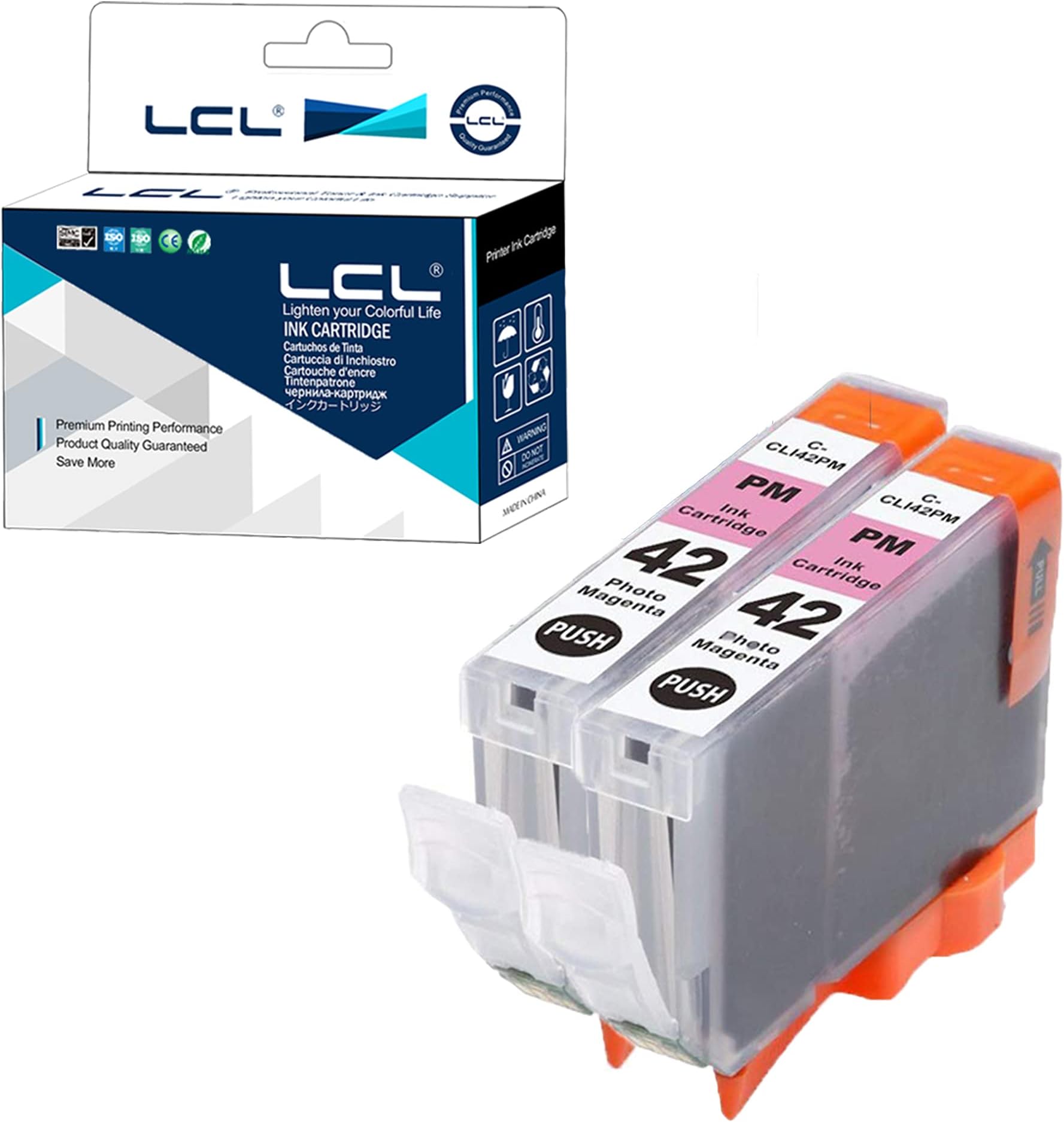 LCL Compatible Ink Cartridge Replacement for Canon CLI42 CLI-42 PM CLI-42PM Pro-100 Pro-100S (2-Pack Photo Magenta)