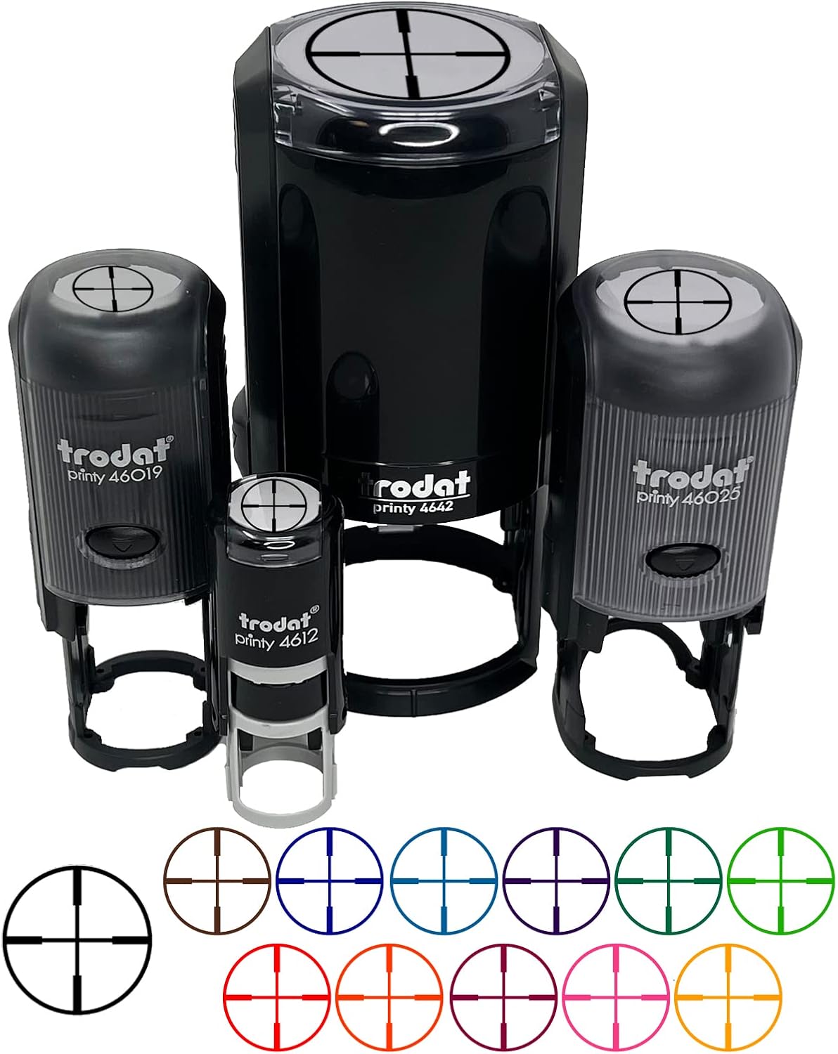 Crosshair Target Self-Inking Rubber Stamp Ink Stamper for Stamping Crafting Planners - 1-1/2 Inch Large - Black Ink