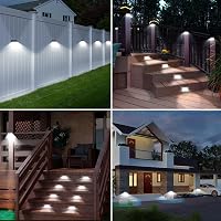 ZASUN Napelemes Kültéri Lámpa Szett 6db - IP65 Vízálló Fekete LED Fali Világítás Kertbe, Teraszra, Lépcsőre, Automatikus Fényérzékelővel 7