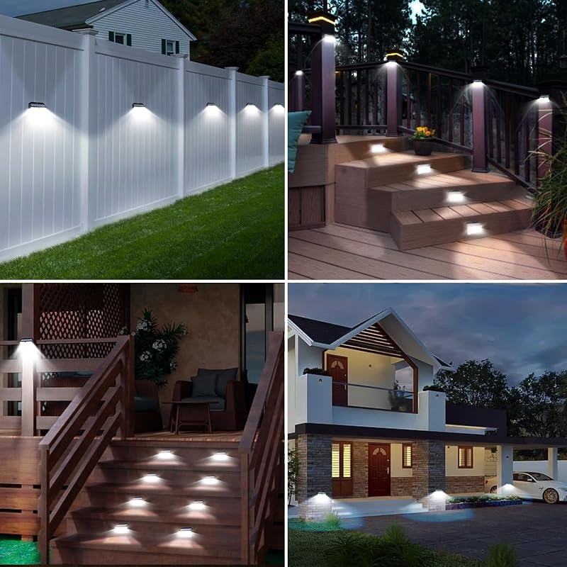 ZASUN Napelemes Kültéri Lámpa Szett 6db - IP65 Vízálló Fekete LED Fali Világítás Kertbe, Teraszra, Lépcsőre, Automatikus Fényérzékelővel