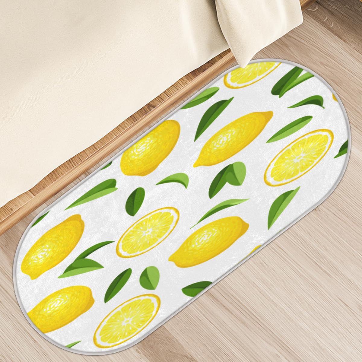 TropicalLife Żółta cytryna dywanik mata 50 x 120 cm, liście cytryny długie włosy pogrubione dywaniki do pokoju kuchni domu łazienki wewnątrz antypoślizgowa mata podłogowa dywaniki
