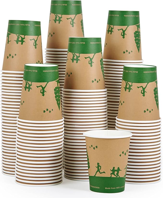 ECOLipak 300 Count Compostable Paper Cups, 8 oz
