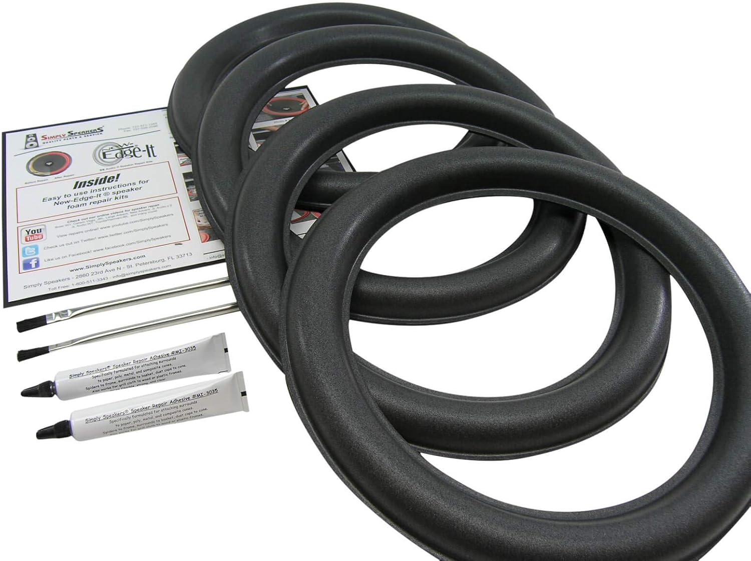 JL Audio 13.5 Inch 13W6 Four Foam Speaker Repair Kit, 13W6v2-D4, FSK-13JLW6 (4-Pack)