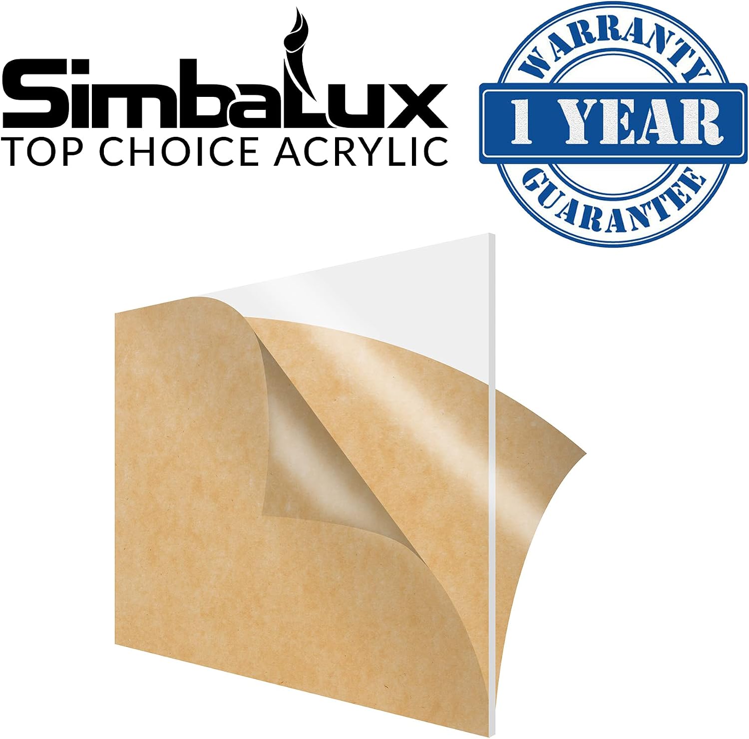 SimbaLux Acrylic Sheet Clear Cast Plexiglass 12” x 12” 1/4” Thick (6mm) | Square Panel, Transparent Plastic Plexi Glass Board with Protective Paper for Signs, DIY Display Projects, Craft, Easy to Cut