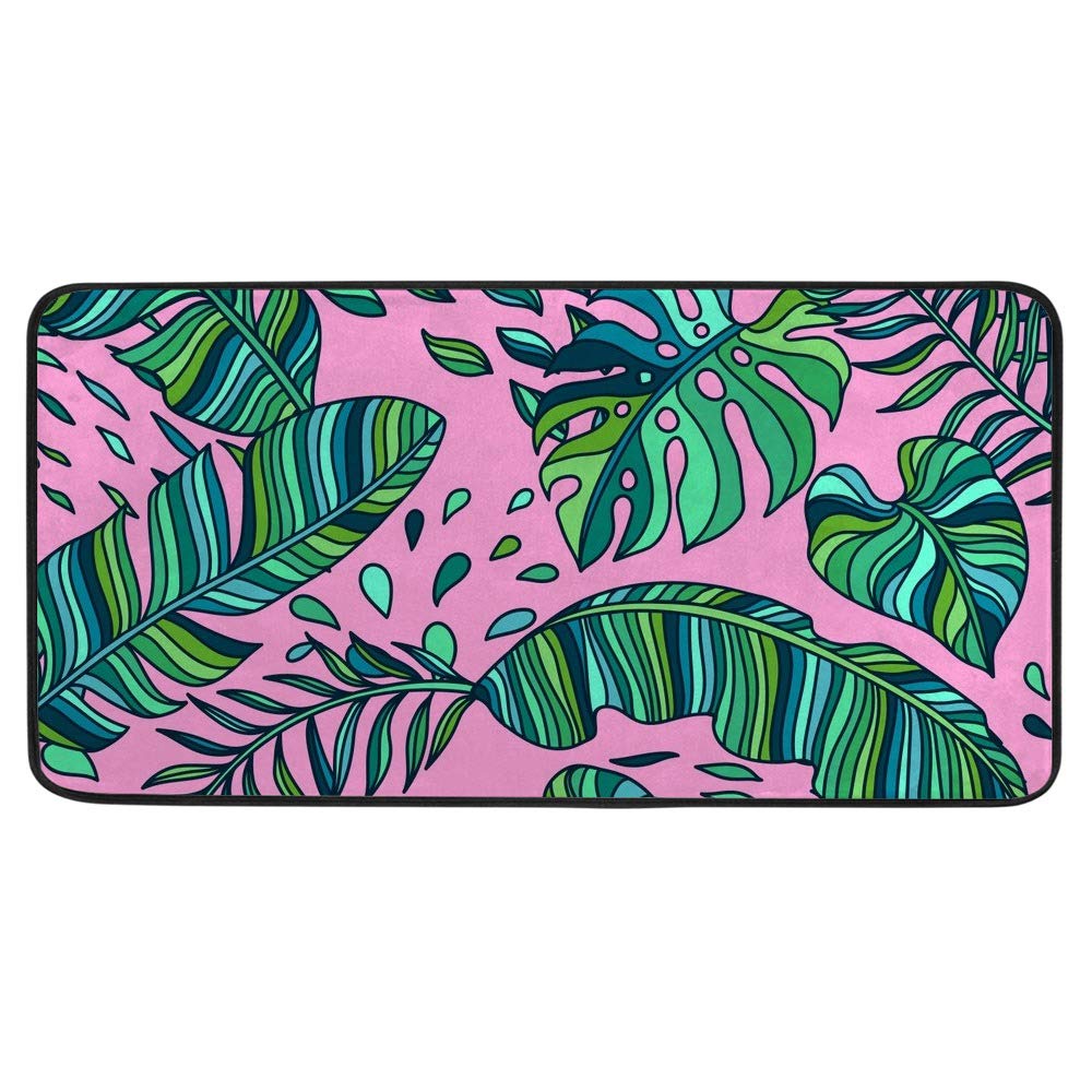 Tapis de sol de bain antidérapant rose et vert pour cuisine et maison
