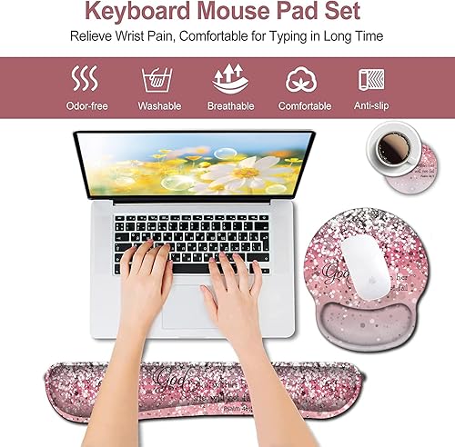 Miniatura 3 de Alfombrilla de mouse con soporte para muñeca, ergonómica, de gel, reposamuñecas de teclado de espuma viscoelástica, adecuado para juegos de