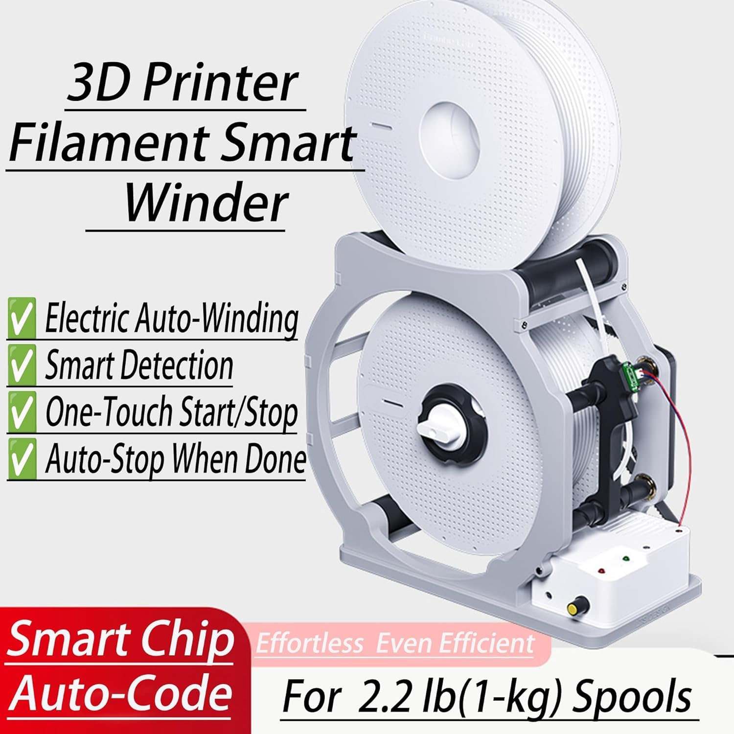 Elektrischer 3d-filament-umspuler – Automatischer Wickler Mit Intelligenter Start/stopp-funktion, Einstellbarer Spannung Für Pla, Petg, Abs Und Tpu, Schnelles Aufspulen Von Spulen Bis Zu 3 Kg