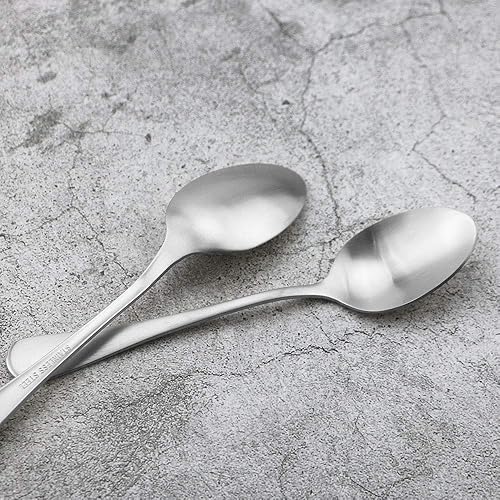 Miniatura 3 de JASHII Juego de cubiertos plateados mate, juego de cubiertos de acero inoxidable de 20 piezas con acabado satinado, juego de utensilios de cocina