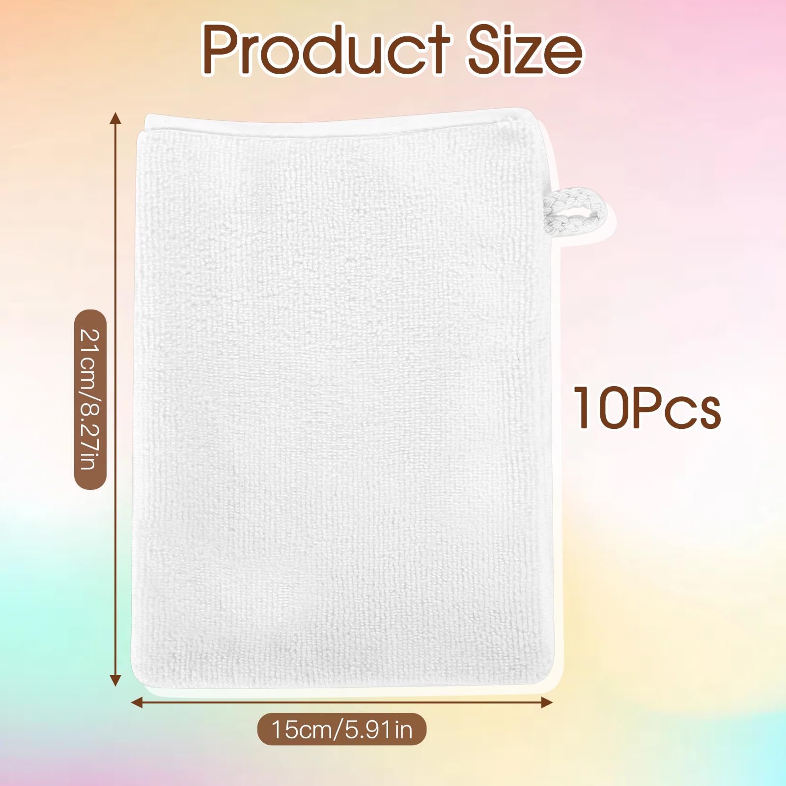 Qichan 10 Pcs Facial Mitts, 15 x 21cm Soft Bamboo Fiber Wash Mitts Body and Face, Reusable Makeup Remover Gloves - Image 2