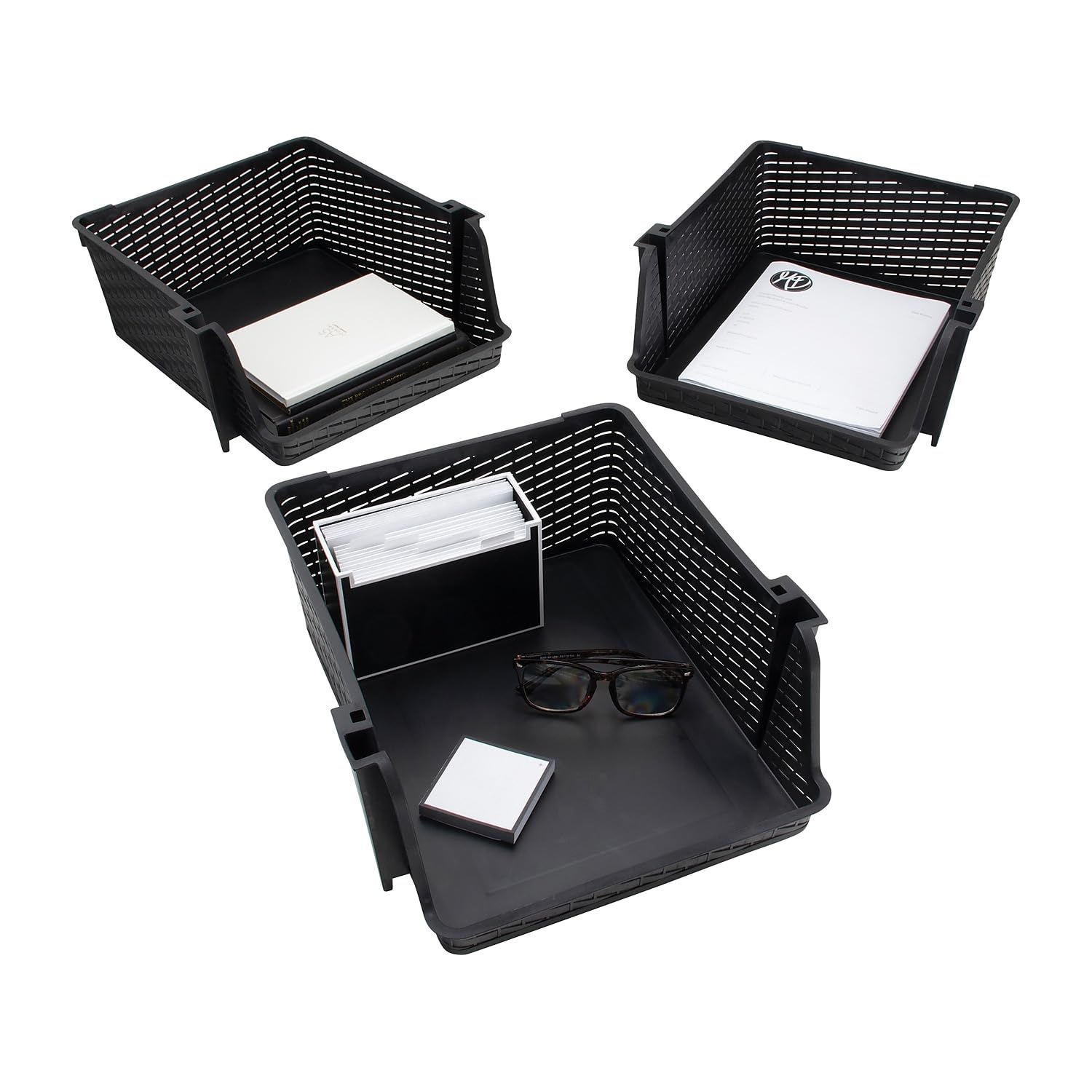 Amazon.com - Advantus Nest and Stack Open Lid Storage Bin, Black