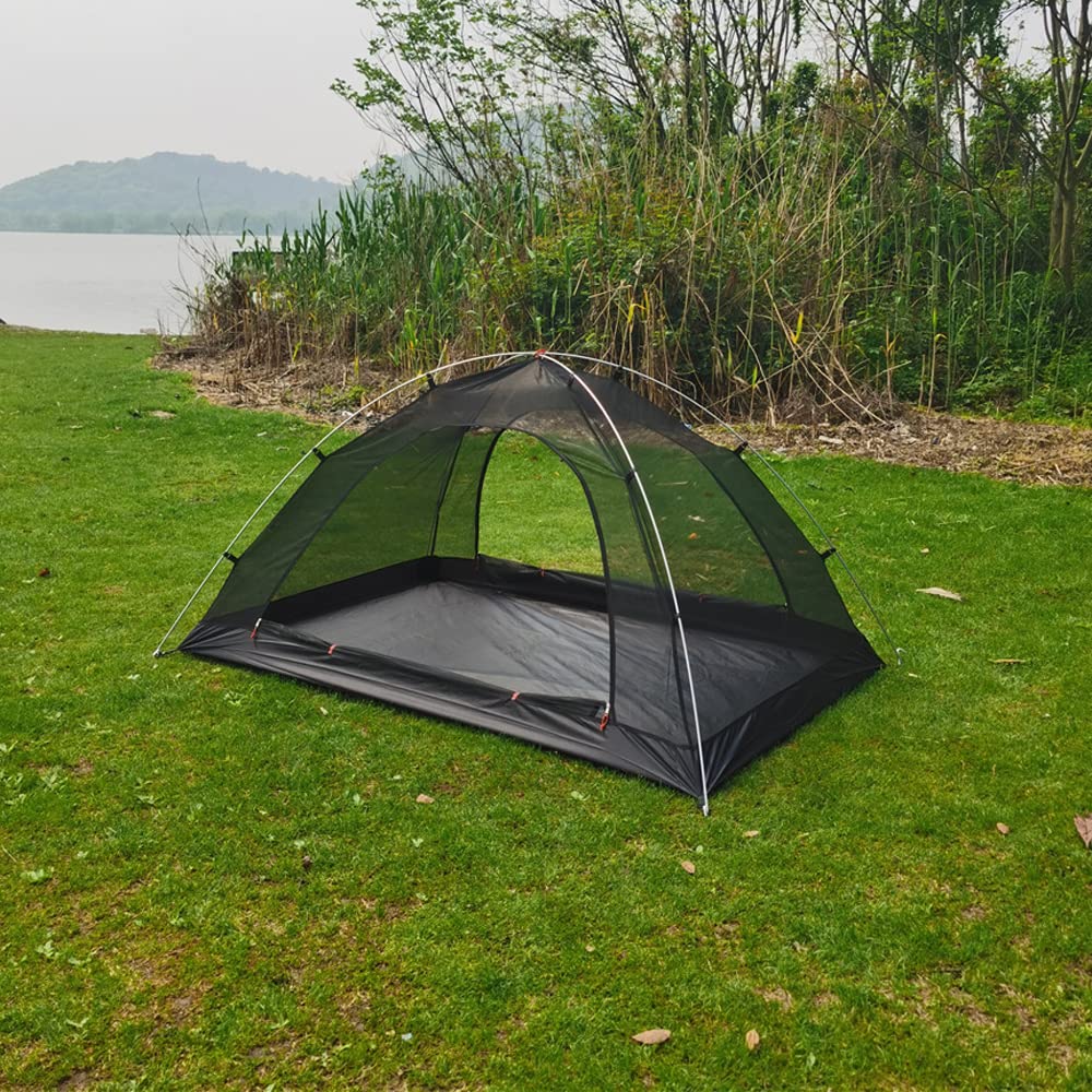 Atmungsaktives Premium-Mesh-Zelt mit hochintensiver PU-Unterseite, wasserabnutzbar, für eine Person, geräumiger Einzelraum, Bodennagelbefestigung, ultraleichte Luftfahrt-Aluminium-Stützhalterung