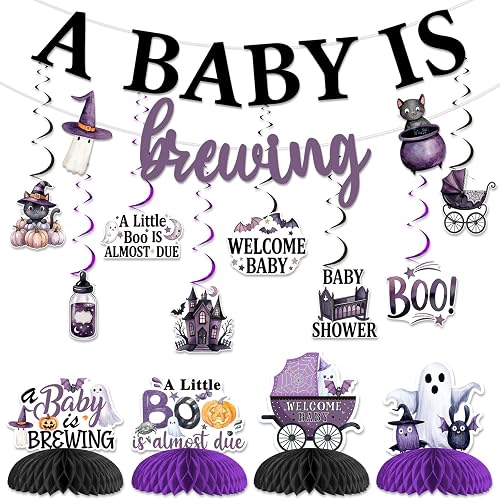 Kreatwow Halloween Baby Shower Decoration Set Purple A Baby Is Brewing